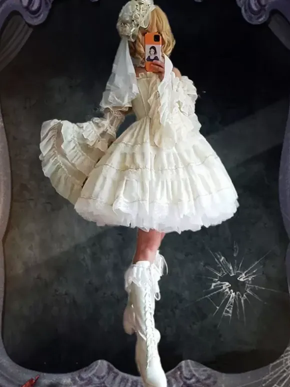 Robe Mignonne Lolita Robe De Mariée Lolita Sans Manches En Polyester