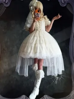 Robe Mignonne Lolita Robe De Mariée Lolita Sans Manches En Polyester