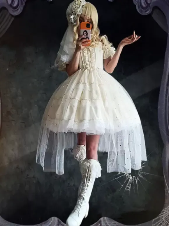 Robe Mignonne Lolita Robe De Mariée Lolita Sans Manches En Polyester