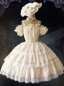 Robe Mignonne Lolita Robe De Mariée Lolita Sans Manches En Polyester