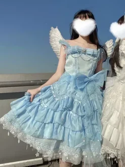 Robe Mignonne Lolita Robe Sans Manches Col Bateau En Polyester
