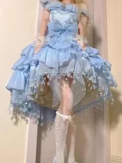 Robe Mignonne Lolita Robe Sans Manches Col Bateau En Polyester