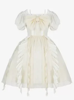 Robe Mignonne Lolita Robe À Manches Courtes En Polyester Robe de Mariée à Traine