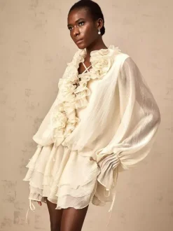 Robe mini à volants superposés pour femme - Robe patineuse bohème à manches lanternes col en V fleuri et short assorti - Fête de printemps 2026