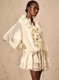 Robe mini à volants superposés pour femme - Robe patineuse bohème à manches lanternes col en V fleuri et short assorti - Fête de printemps 2026