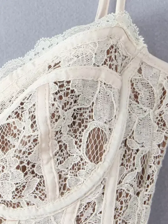 Robe mini corset en dentelle à col en c艙ur robe trapèze sexy à bretelles pour fête d'anniversaire 2026