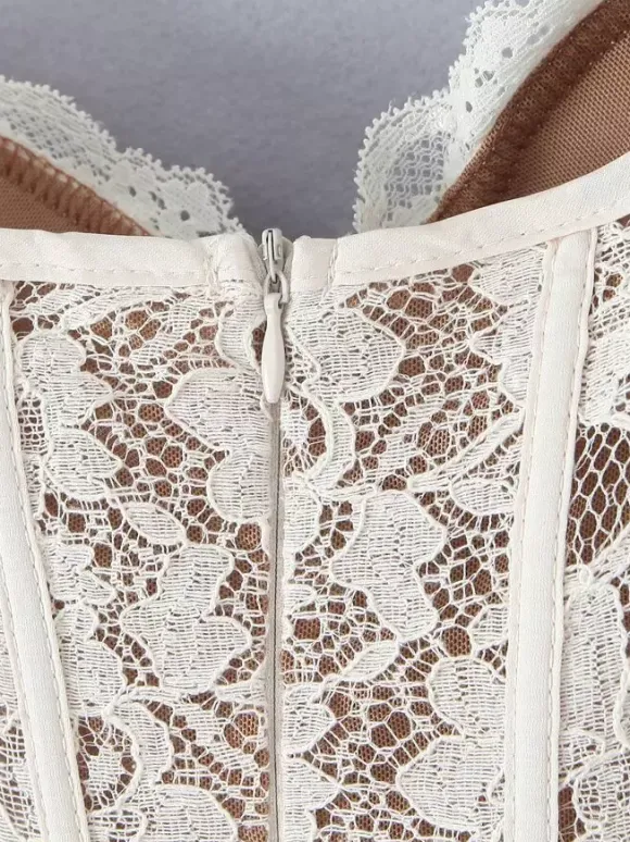 Robe mini corset en dentelle à col en c艙ur robe trapèze sexy à bretelles pour fête d'anniversaire 2026