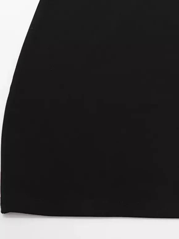 Robe mini découpée pour femme - Robe moulante noire élégante à manches longues et boutons dorés - Idéale pour une soirée printanière en club (2026)