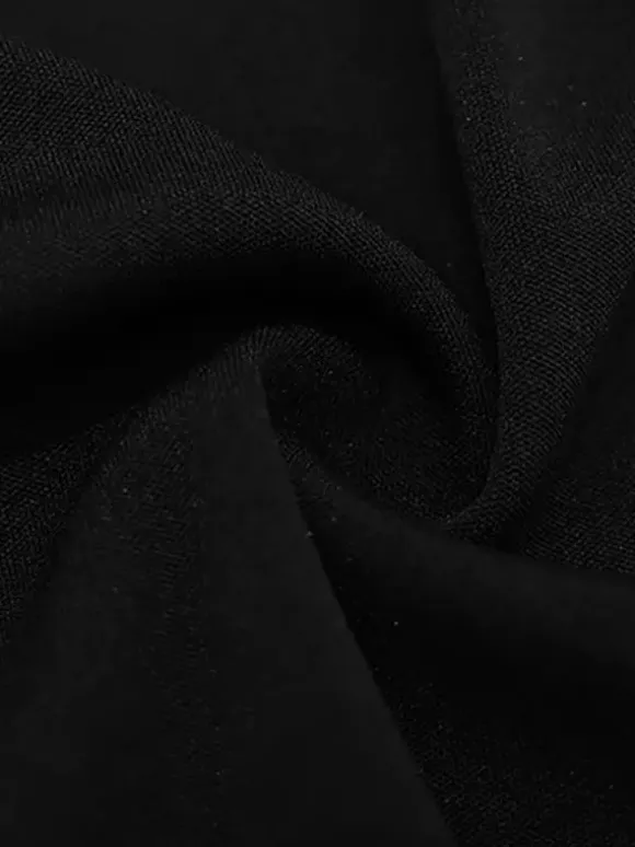 Robe mini découpée pour femme - Robe moulante noire élégante à manches longues et boutons dorés - Idéale pour une soirée printanière en club (2026)