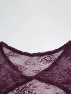Robe mini en dentelle transparente froncée pour femme - Robe moulante sexy à dos nu et découpes - Soirée d'été en boîte de nuit 2026