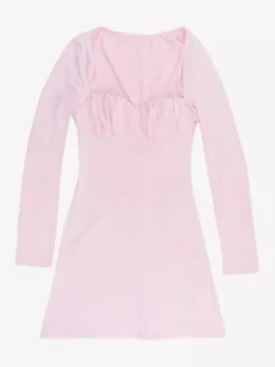 Robe moulante Coquette pour femme - Rose pastel manches longues buste froncé - Tenue idéale pour un brunch printanier ou une soirée en amoureux (collection 2026)