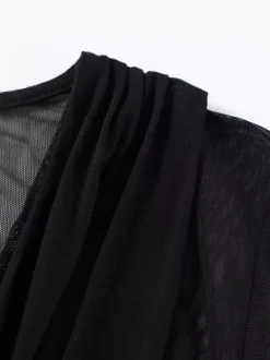 Robe moulante maxi à manches longues découpes et fronces en maille croisée sur le devant pour femme 2026