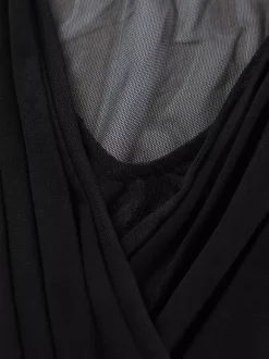 Robe moulante maxi à manches longues découpes et fronces en maille croisée sur le devant pour femme 2026