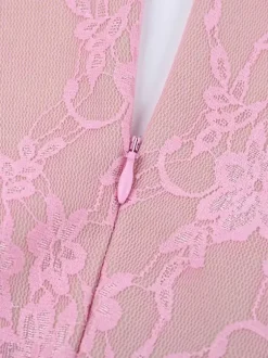 Robe moulante mini en dentelle Fairycore pour femme - Rose manches cloche coupe ajustée - Idéale pour une soirée romantique printanière 2026