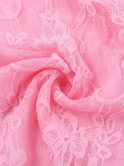 Robe moulante mini en dentelle Fairycore pour femme - Rose manches cloche coupe ajustée - Idéale pour une soirée romantique printanière 2026