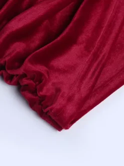 Robe moulante mini en velours froncé pour femme - Rouge sans bretelles ceinture drapée sur le côté - Tenue de cocktail printemps-été 2026
