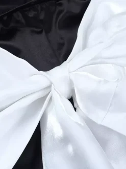 Robe moulante noire mini pour femme - Dos nu blanc avec n艙ud et traîne - Robe de soirée d'anniversaire sexy sans bretelles pour l'été 2026