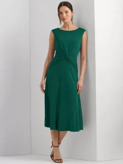 Robe mère à col bijou sans manches courte plissée robes d'invitées de mariage