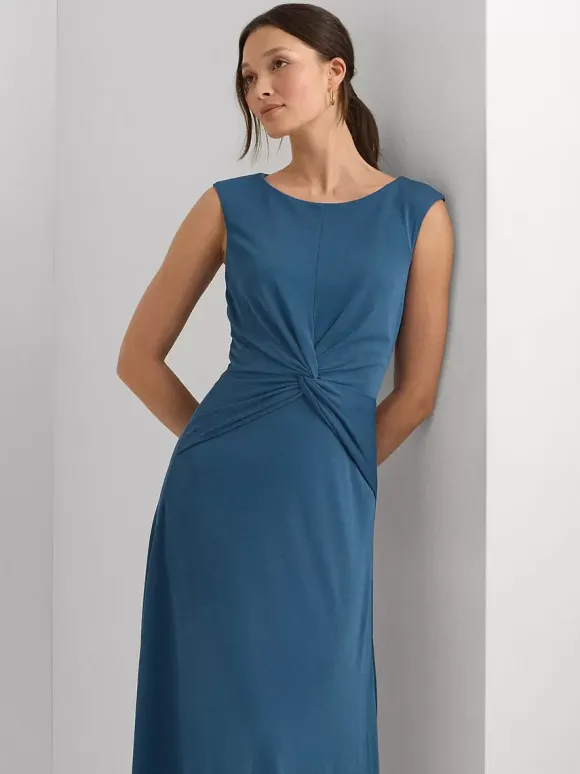 Robe mère à col bijou sans manches courte plissée robes d'invitées de mariage