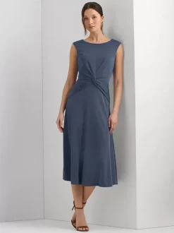 Robe mère à col bijou sans manches courte plissée robes d'invitées de mariage