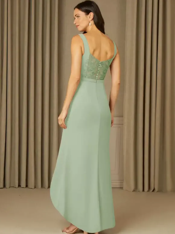 Robe mère de la mariée col en V sans manches en dentelle longueur au sol robes d'invitées de mariage