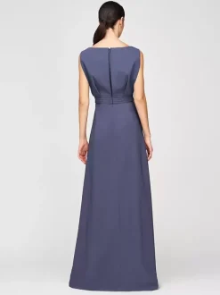 Robe mère de la mariée col bijou combinaison sans manches plissée longueur cheville robes d'invité pour mariage