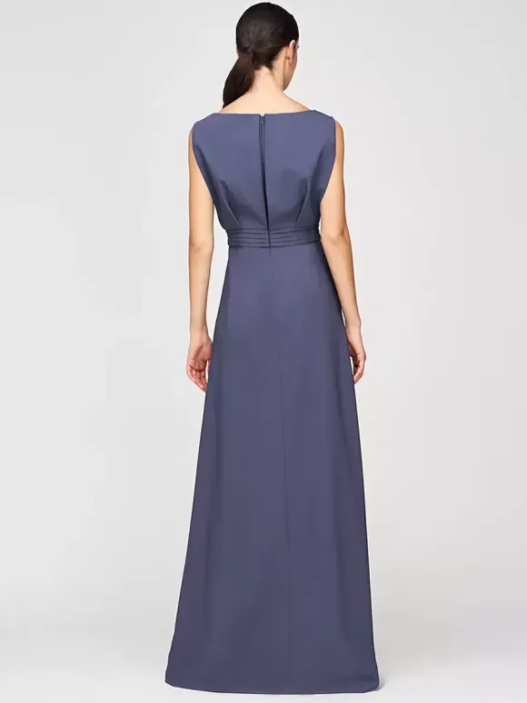 Robe mère de la mariée col bijou combinaison sans manches plissée longueur cheville robes d'invité pour mariage