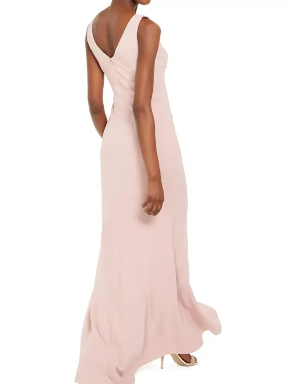 Robe mère de mariée samon rose en chiffon jupe plissée fendu Cadeau pour maman