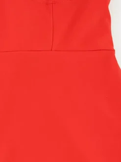 Robe nuisette rouge moulante à volants pour femme - Coupe ajustée fente haute asymétrique longue camisole - Soirée d'été 2026
