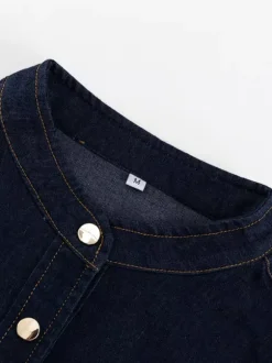 Robe patineuse en jean à manches bouffantes et boutonnée mini-robe trapèze pour femme 2026