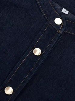 Robe patineuse en jean à manches bouffantes et boutonnée mini-robe trapèze pour femme 2026