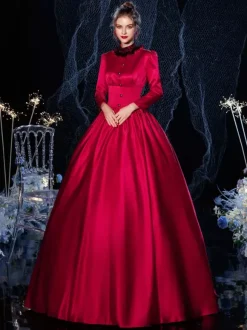 robe Rococo victorien rétro Opéra Costume rouge dentelle coton Cosplay Costume carnaval Bourgogne