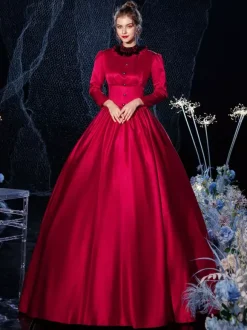 robe Rococo victorien rétro Opéra Costume rouge dentelle coton Cosplay Costume carnaval Bourgogne