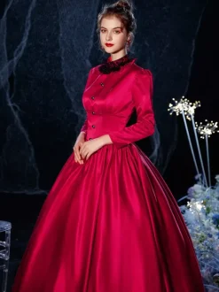 robe Rococo victorien rétro Opéra Costume rouge dentelle coton Cosplay Costume carnaval Bourgogne