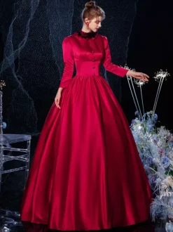 robe Rococo victorien rétro Opéra Costume rouge dentelle coton Cosplay Costume carnaval Bourgogne