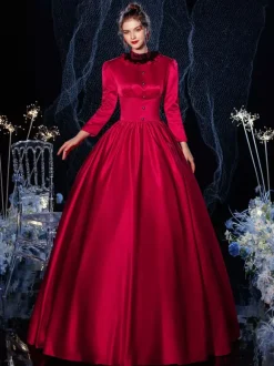 robe Rococo victorien rétro Opéra Costume rouge dentelle coton Cosplay Costume carnaval Bourgogne