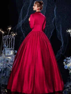 robe Rococo victorien rétro Opéra Costume rouge dentelle coton Cosplay Costume carnaval Bourgogne
