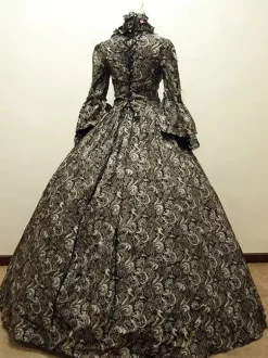 Robe Royal Costume Robe Rococo Baroque Opéra Dentelle Volant Robe de Soirée Vintage Déguisements Halloween Bourgogne