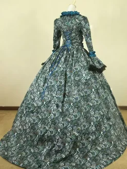 Robe Royal Costume Robe Rococo Baroque Opéra Dentelle Volant Robe de Soirée Vintage Déguisements Halloween Bourgogne