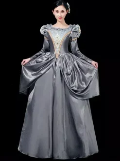 Robe rétro brodé Polyester couvre-chef tablier robe Marie Antoinette Opéra Costume ensemble rétro vêtements vintage