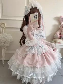Robe Sweet Lolita avec n艙ud dans le dos et bandage JSK Robe courte Lolita