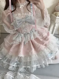 Robe Sweet Lolita avec n艙ud dans le dos et bandage JSK Robe courte Lolita