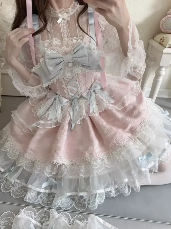 Robe Sweet Lolita avec n艙ud dans le dos et bandage JSK Robe courte Lolita