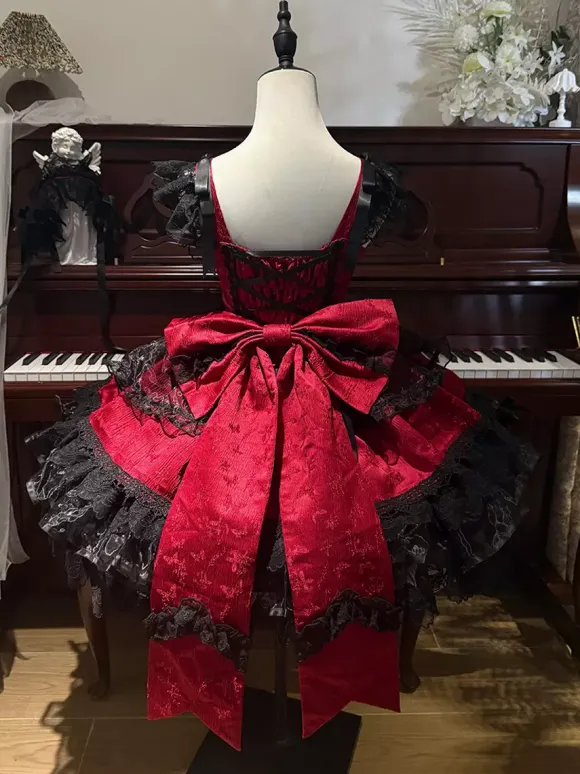 Robe Sweet Lolita avec n艙ud dans le dos et bandage JSK Robe courte Lolita
