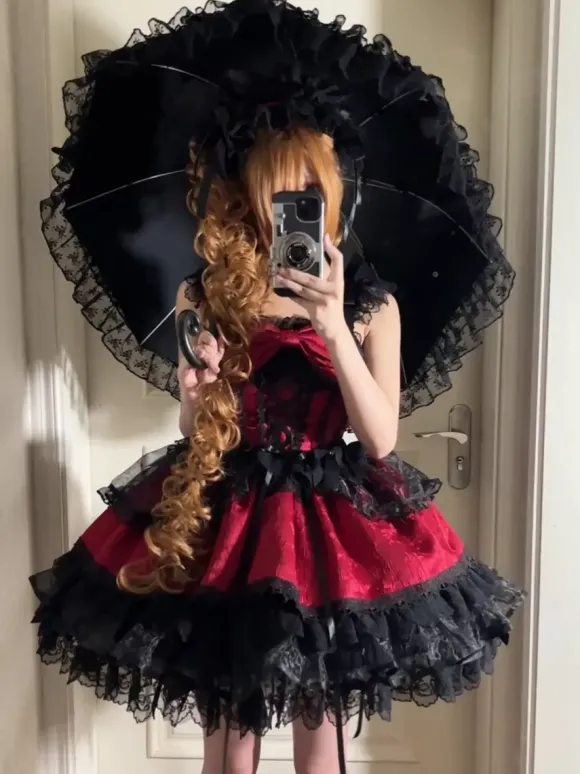 Robe Sweet Lolita avec n艙ud dans le dos et bandage JSK Robe courte Lolita