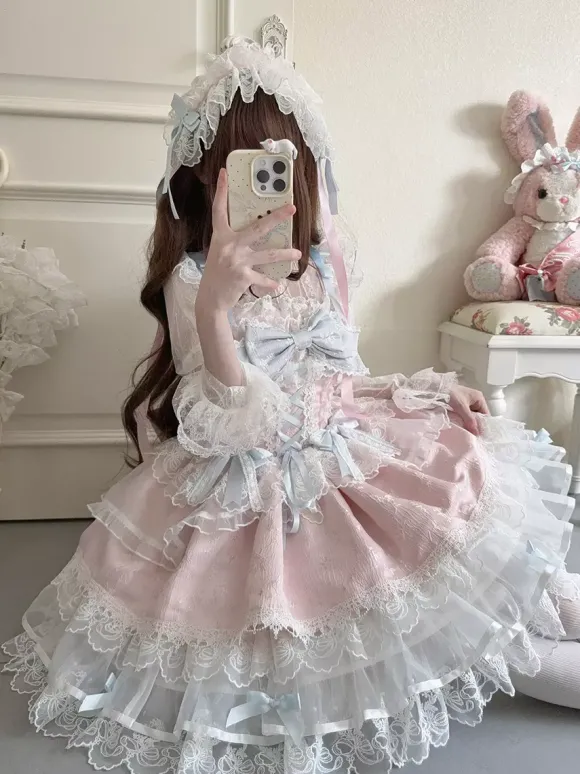 Robe Sweet Lolita avec n艙ud dans le dos et bandage JSK Robe courte Lolita