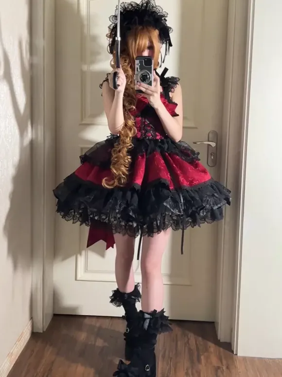 Robe Sweet Lolita avec n艙ud dans le dos et bandage JSK Robe courte Lolita