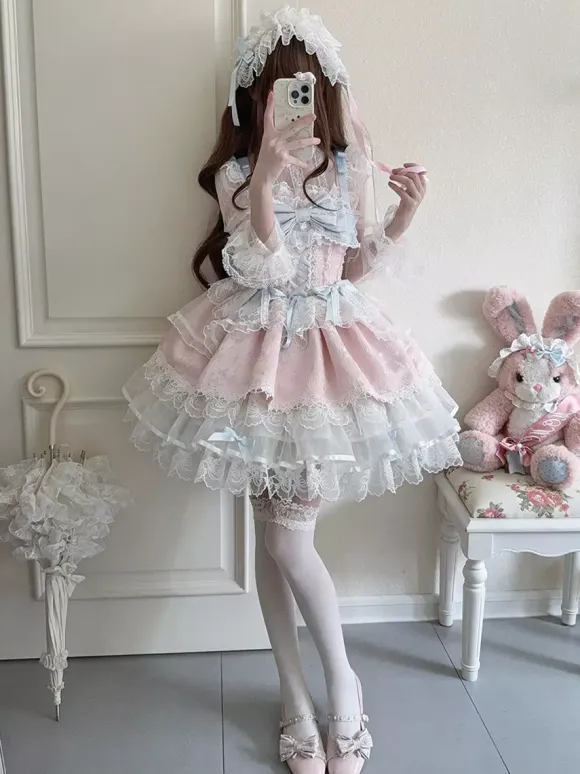Robe Sweet Lolita avec n艙ud dans le dos et bandage JSK Robe courte Lolita