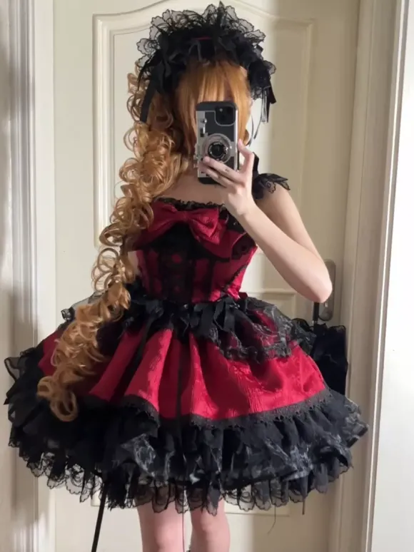 Robe Sweet Lolita avec n艙ud dans le dos et bandage JSK Robe courte Lolita
