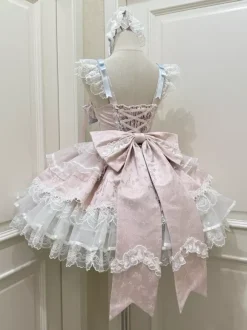 Robe Sweet Lolita avec n艙ud dans le dos et bandage JSK Robe courte Lolita